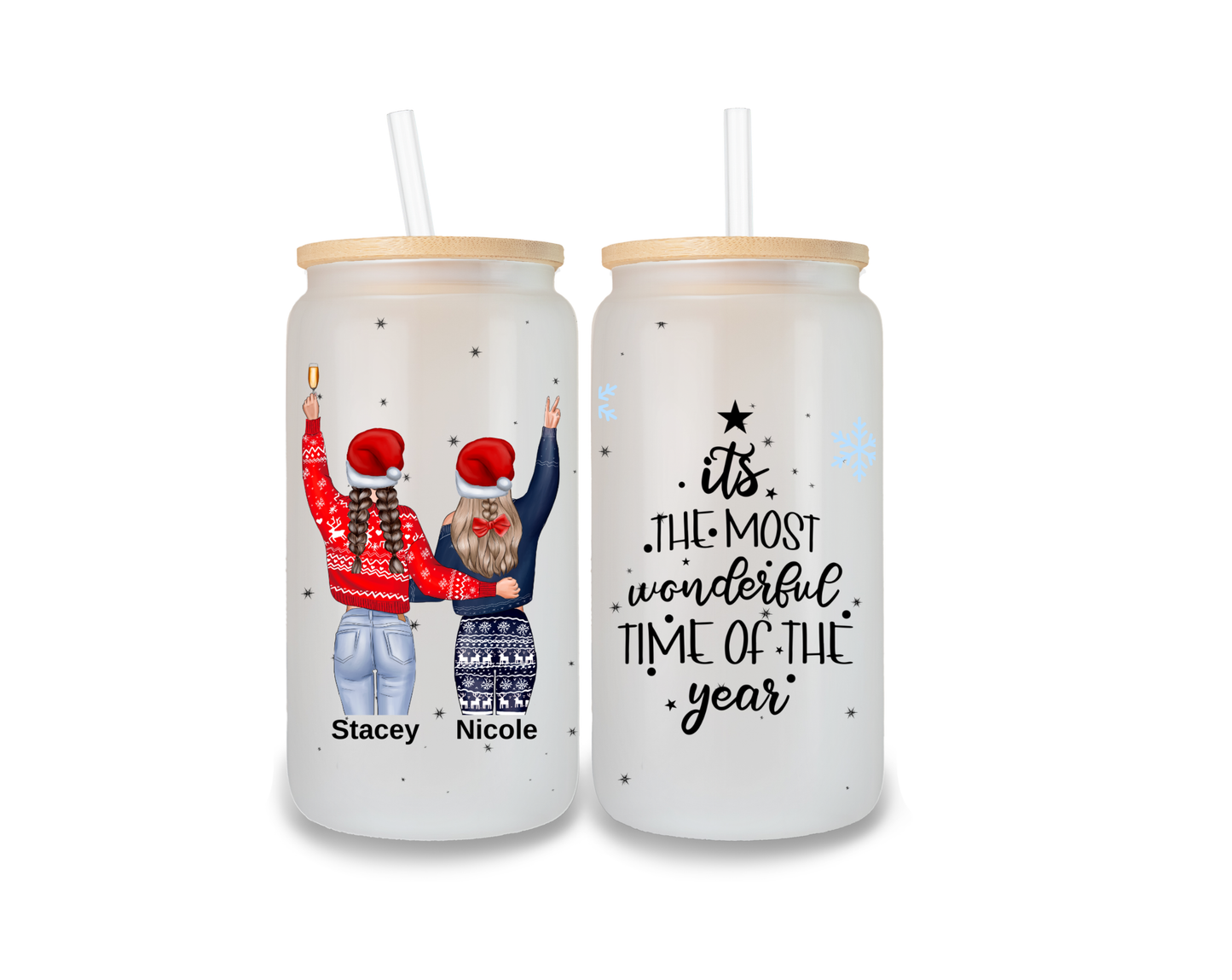 Custom Christmas Glass Tumbler